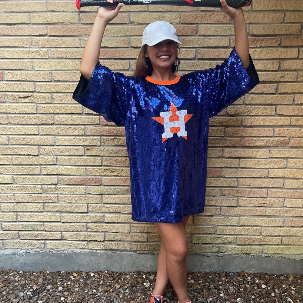 Houston Astros Gameday Sparkly Sequin Dress Gem